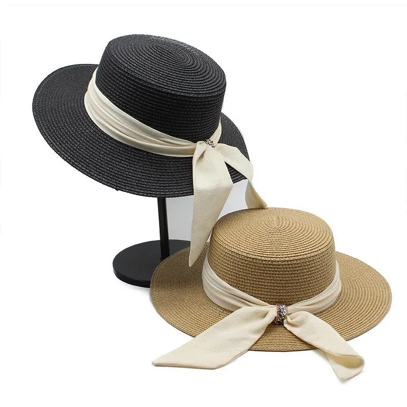 2022 Spring Summer Hat Women Sunhat Sunhats Girls Straw Wide Brim Hats Woman Vintage Top Hat Female Holiday Beach Caps Lady Fashion Outdoor Travel Sun Protection Cap