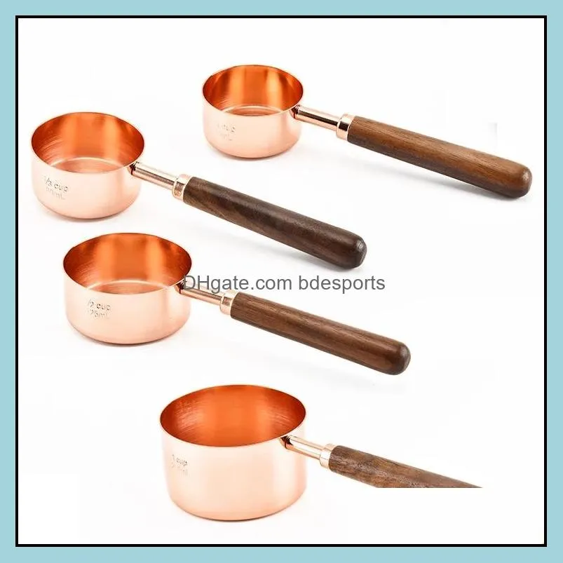 Measuring Tools 4/8PCS Stainless Steel Measure Spoons Set Rose Gold Measuring-Cups Kitchen Accessories Baking Bartending Tea Coffee