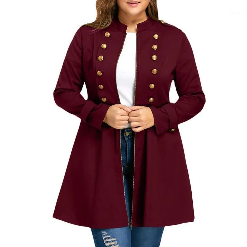 Women's Trench Coats 2022 Fall Zipper LongTrench Coat Women Slim Plus Size Fashion Double Breasted Overcoats Female Button Outwear 4XL 5XL