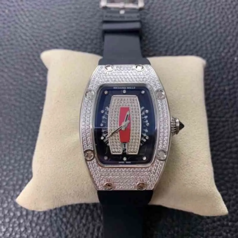 Watch Designer luksusowe mechanicy damskie zegarek Rihca Milles Red Lip Ceramic Ladies Full Diamonds Watches Najwyższej jakości szwajcarski projektant ruchu