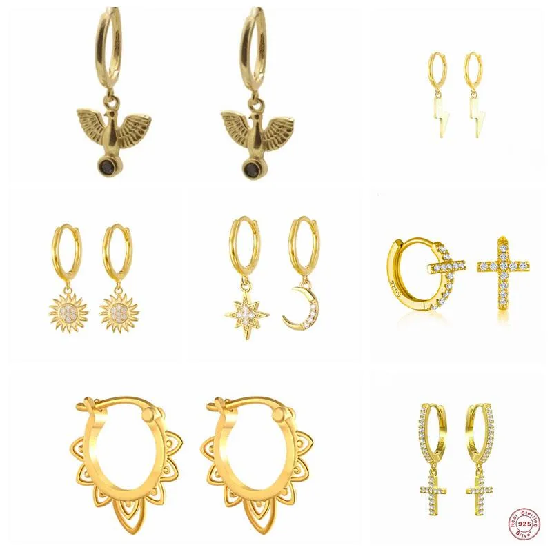 Hoop Huggie Real Luxury 925 Sterling Silver Earring For Women Piercing Oordingen Gold Color Sieraden Pendienteshoop