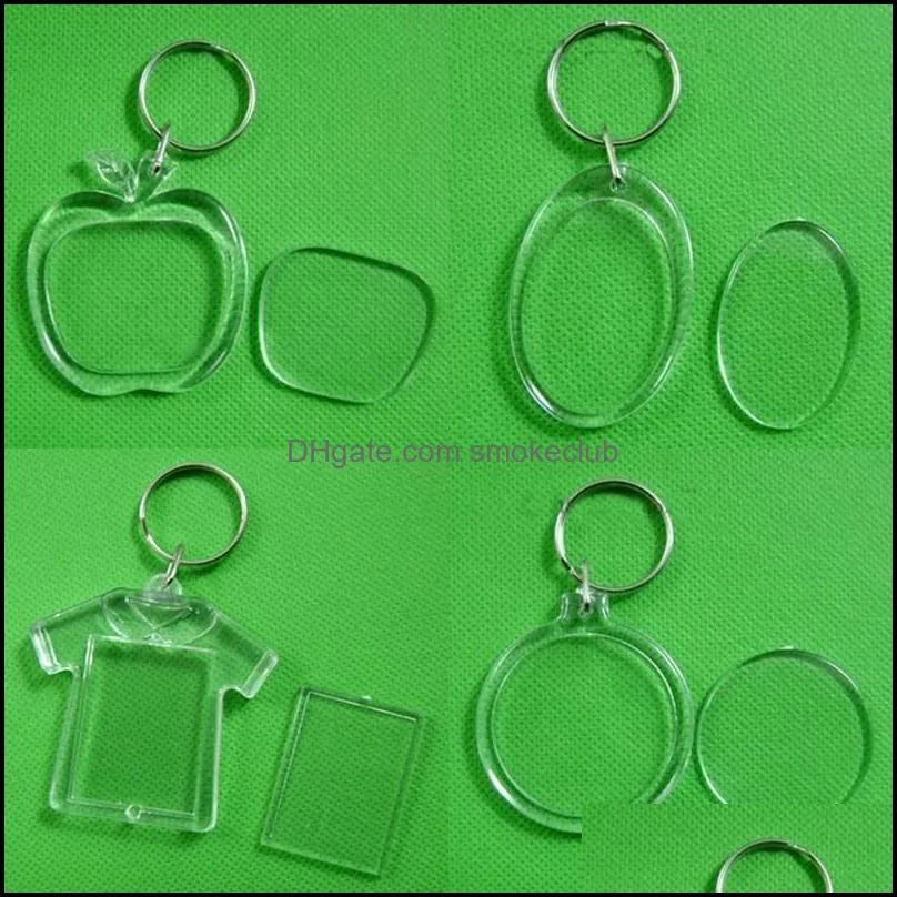 Clear Acrylic Plastic Blank Keyring Insert Passport Photo Frame Keychain Picture Frame Keyrings Party Gift 210 J2