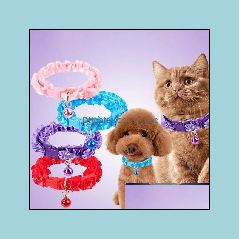 Other Dog Supplies Pet Home Garden 1Pc Cute Lace Small Collar Adjustable Bell Cat Buckle Puppy Drop Delivery 2021 Vjiwh