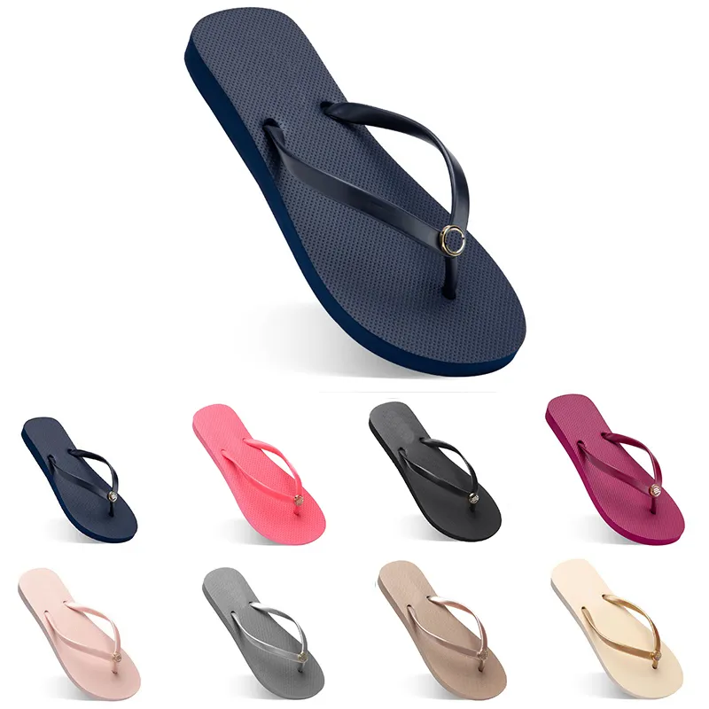 نساء النعال أزياء Flip Flip Flops Beach Hotel Indoor Clipper Triple Black Pink White Lemon Green Grey Blue Womens Shoes Fifty One