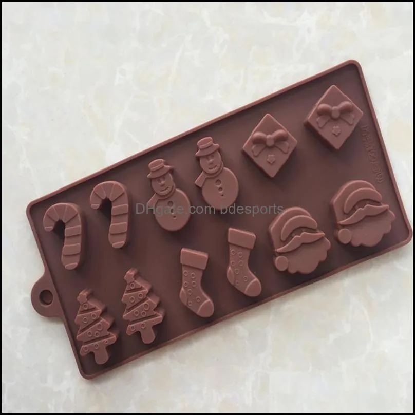 Fast shipping Christmas day santa Silicone Chocolate Molds Bar Mould Cake Mold Ice Tray Cake Decorating Tool