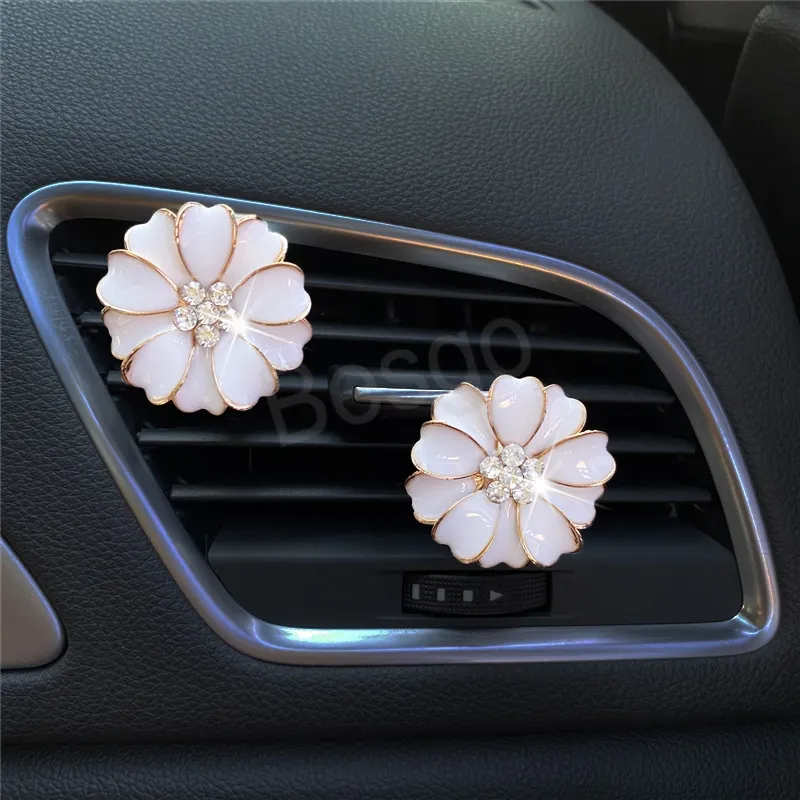 Camélia Voiture Climatiseur Décoration Perle Fleur Parfum Dossier Maison Chambre Camellia Japonica Fleurs Décor Fournitures BH6696 WLY