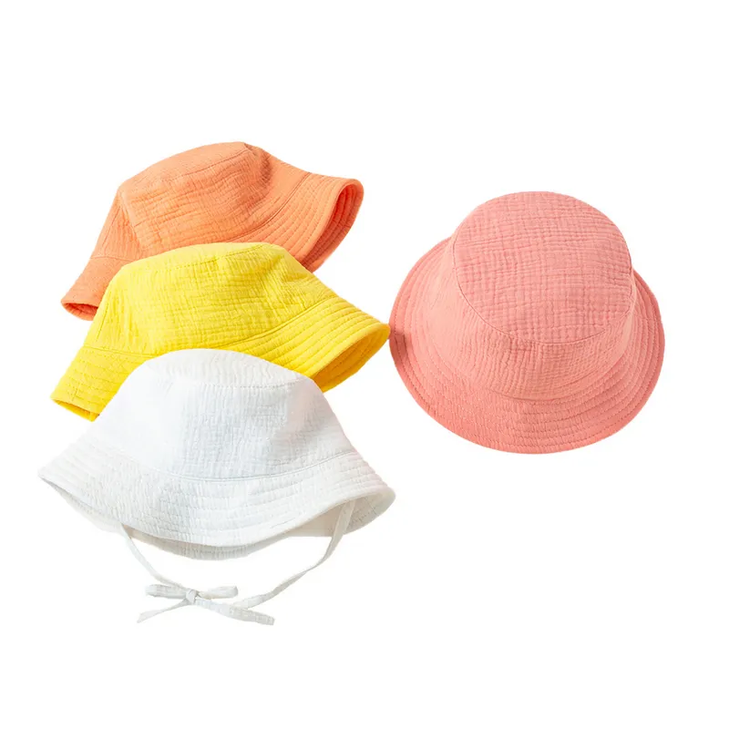 Solid Color Cute Baby Sun Hat Cap Breathable Cotton Bucket Hat for Infant Toddler Kids Fashion Accessories High Quality