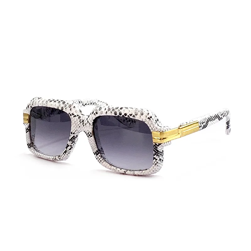 Occhiali da sole quadrati 607 in pelle di serpente Montatura per occhiali da vista in oro nero con bordo pieno Vintage 56mm gafas de sol Occhiali da sole alla moda Montature per occhiali Occhiali da vista Occhiali da vista con scatola