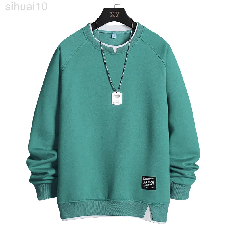 Men/Women Hoodies 2022 Spring New Sweatshirts Male Casual Fake Two Pieces Hoodies Men Solid Color Sweaters streetwear Tops L220730