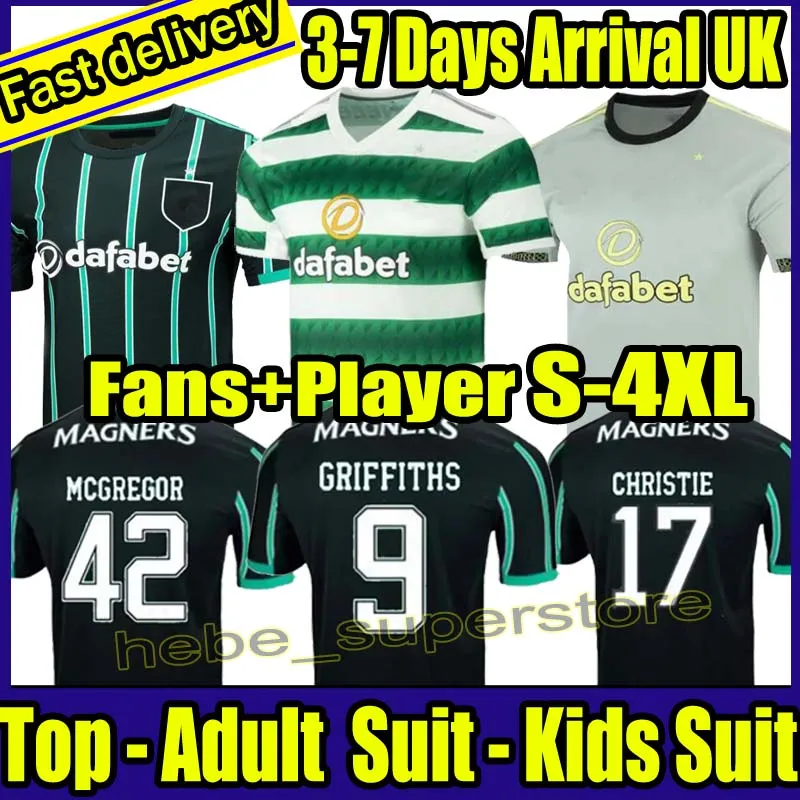 S-4XL 2022 2023 Celtic Soccer Jerseys Edouard McGregor voetbalshirt Griffiths Kids Uniformen