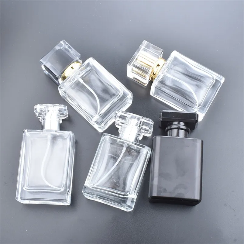 5pcs 50ml 투명한 검은 색 향수 병 이동 포켓 유리 스프레이 병 빈 병 안개 스프레이 병 디스펜서 원자 220705