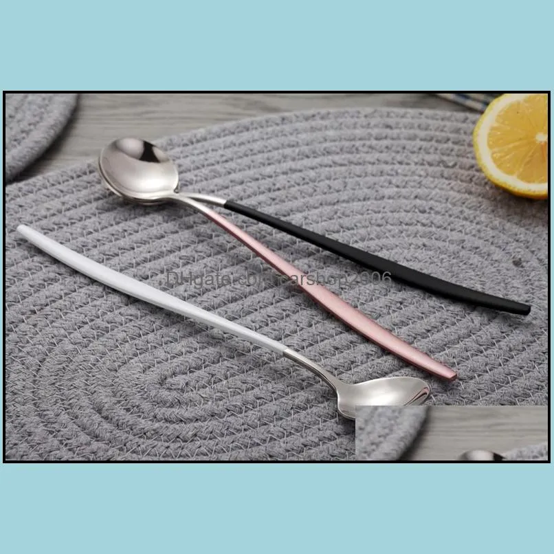 stainless steel coffee spoon with long handle kitchen coffee scoops ice cream dessert tea spoon bar kitchen accessories dhl free