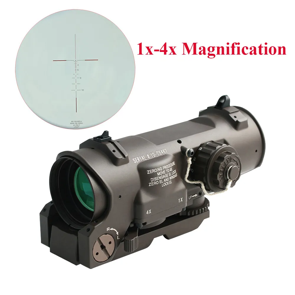 Upgraded DR 4x Magnifier Scope 4 Magnification Telescope Red Illuminated Mil-Dot Optics Tactical Hunting Riflescope Red Dot Sight