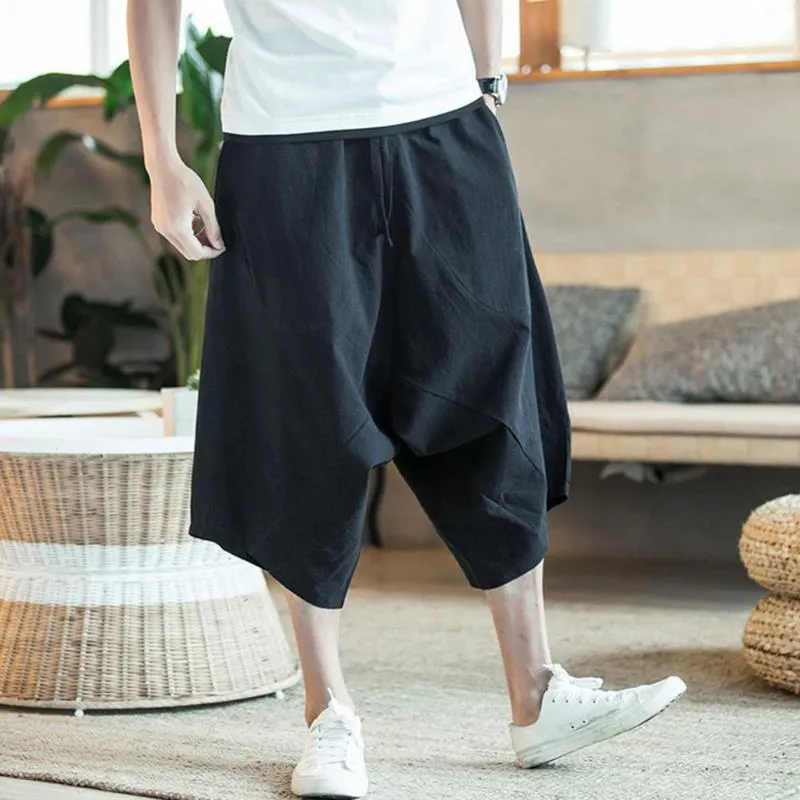 Harajuku Harem Capri Pants Solid High Waist Baggy Linen Three Quarter  Trousers For Summer Cotton Linen Joggers Pants From Pollyy, $16.9