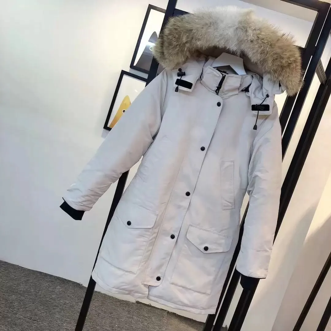 Designer donsjack Winter puffer jassen Buitensportjas Heren Parka's Dames Witte Eend Winddicht Parker Lange leren kraag Cap Warm Echt wolvenbont Stijlvol