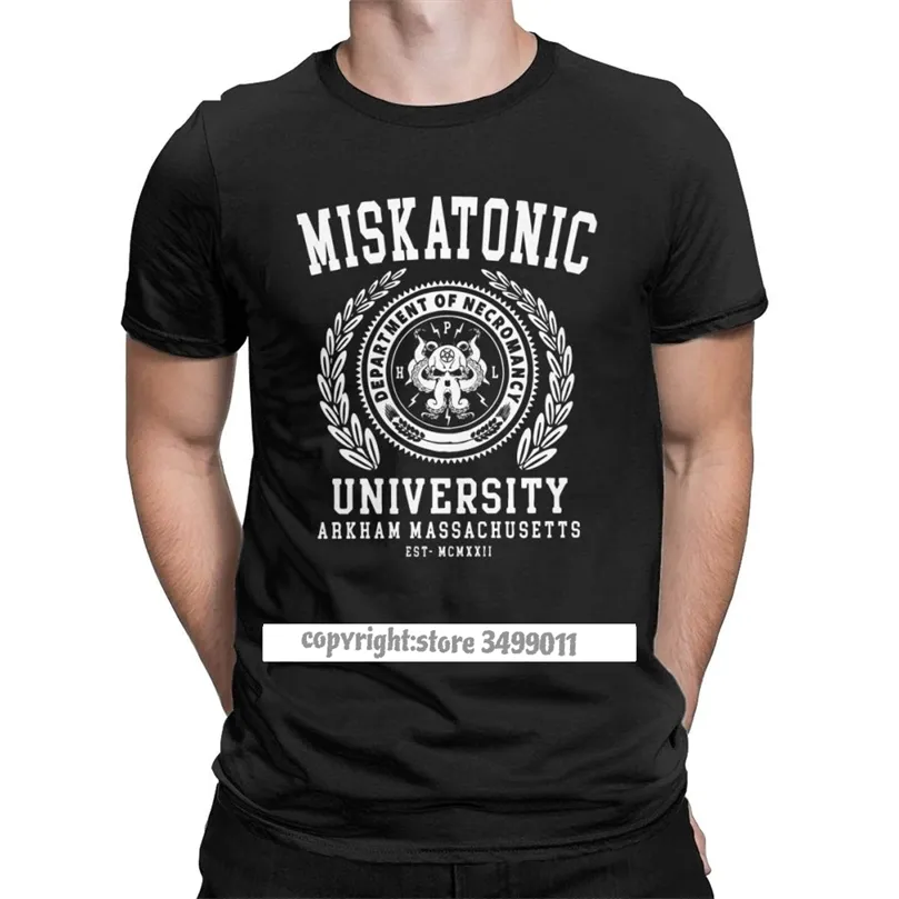 Cthulu and Lovecraft Miskatonic University Tee Shirt Men Call of Cthulhu Necronomicon Funny Tees Crewneck Cotton Tops T Shirt 220509