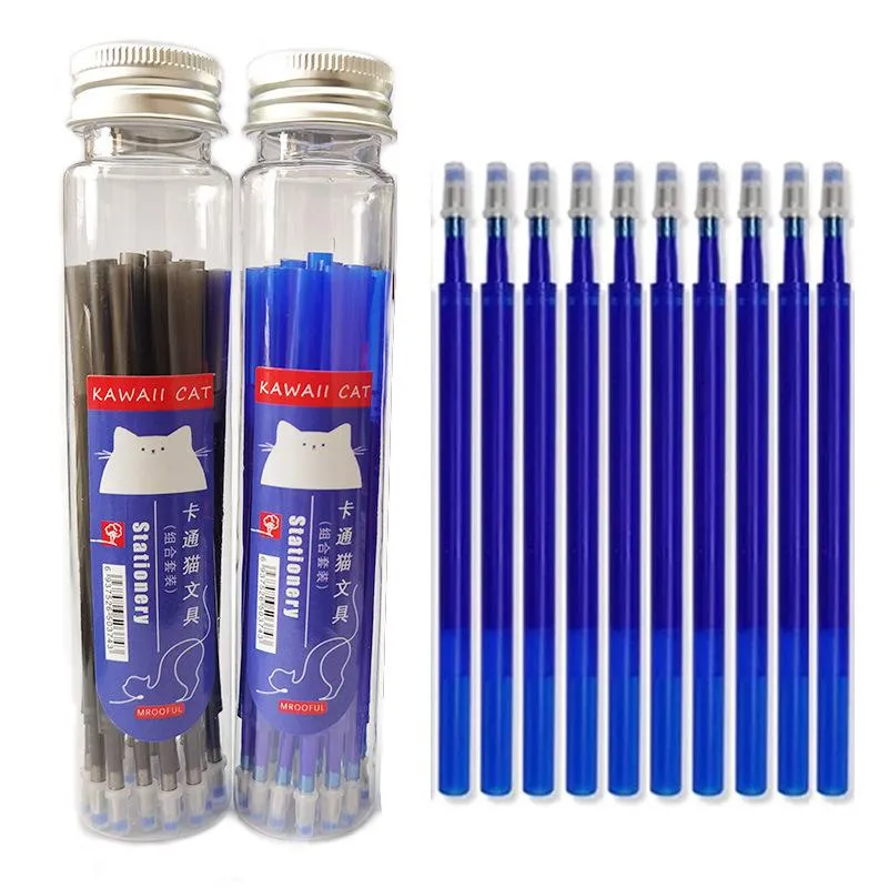 Gelpennor 20 st/fat 11 cm Erasable penna påfyllningar 0,5 mm pushtyp Byt ut påfyllning Kärnan stor kapacitet bläckkontorsskolans skrivverktyg