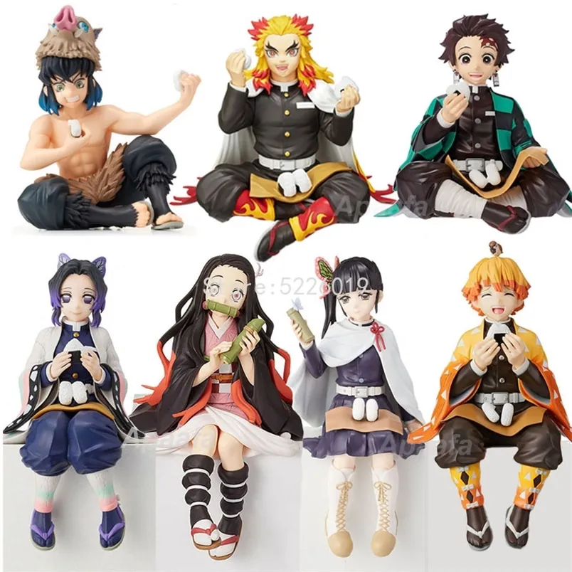 14cm Demon Slayer Anime Figure Kamado Rengoku Kyoujurou Action Kimetsu no Yaiba Tanjirou Nezuko Figurine Doll Toys 220809