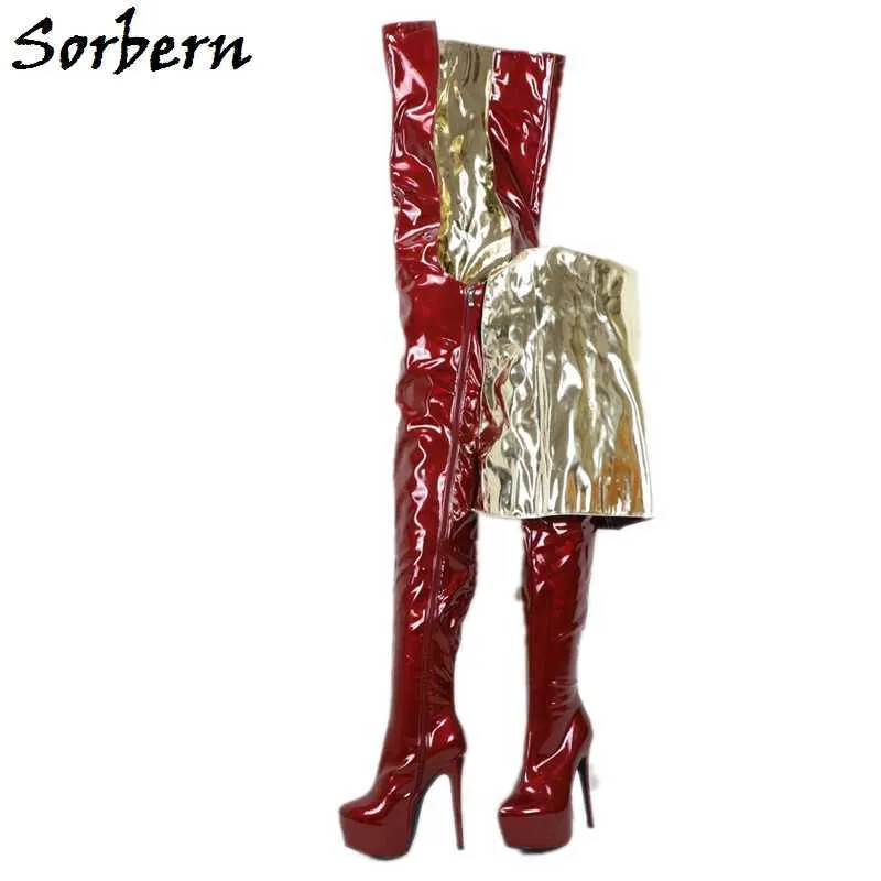 Sorbern Custom Wide Thigh High Boots Women Long Platform High Heel Shoes Ladies Unisex 85Cm Inside 125Cm Outside Cosplay Boot