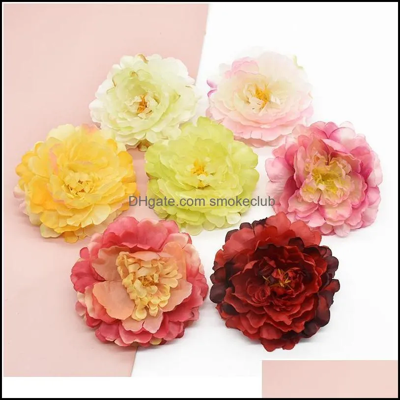 5 Pieces Artificial Peony Home Decoration Accessories Wedding Brooch Scrapbooking Headwear Decorative Flowers Wreaths C jllfil