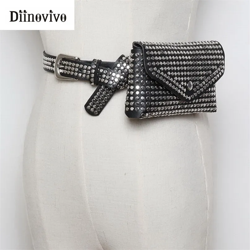 DIINOVIVO mode Rivets taille Pack luxe Designer Fanny petites femmes sac téléphone pochette Punk ceinture sac à main WHDV0632 220813