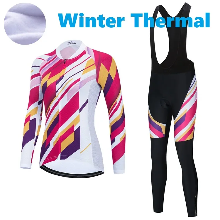 2024 Pro Women Winter Cycling Jersey Set Long Sleeve Mountain Bike Cycling Clothing Breathable MTB Bicycle Clothes Wear Suit B18