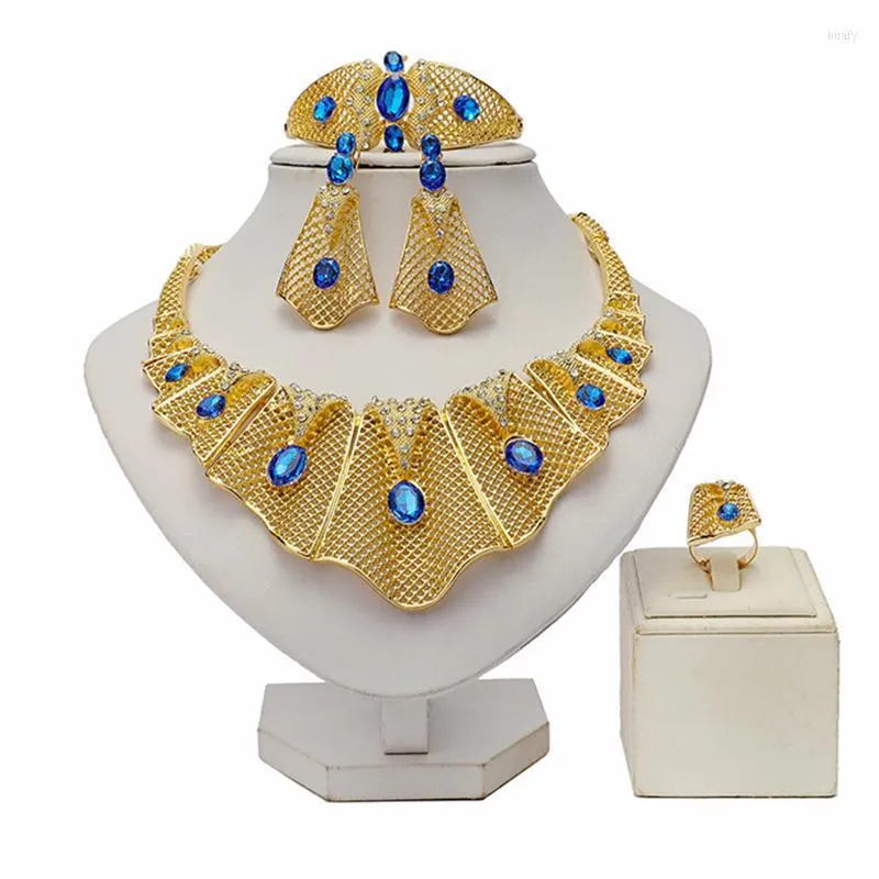 Earrings & Necklace Fani 2022 Italian Bridal Jewelry Set Nigerian Wedding Woman Designer Wholesale Dubai Gold Colorful SetEarrings