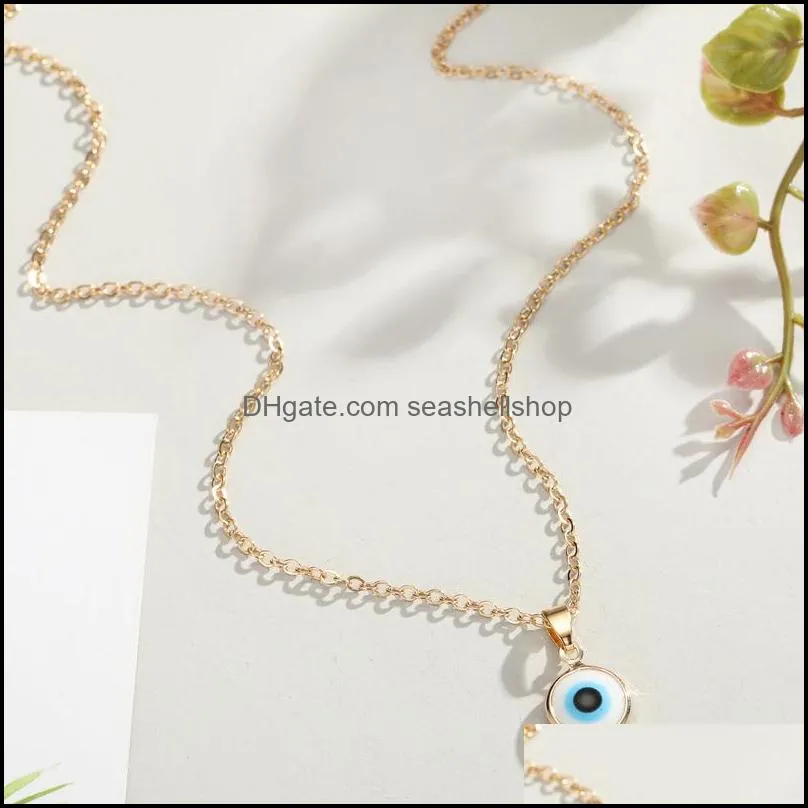 trendy gold plated devil eyes necklace blue evil eyes pendant necklace for women