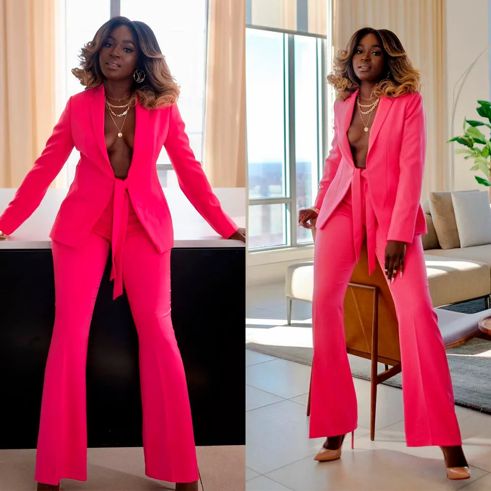 Pink trouser suit for wedding on sale