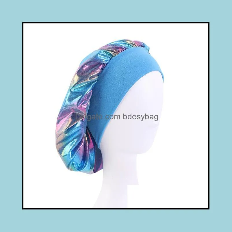 silky bonnet for women wide elastic band sleep cap breathable headwear lady salon makeup hair wrap hat fashion hair accessories