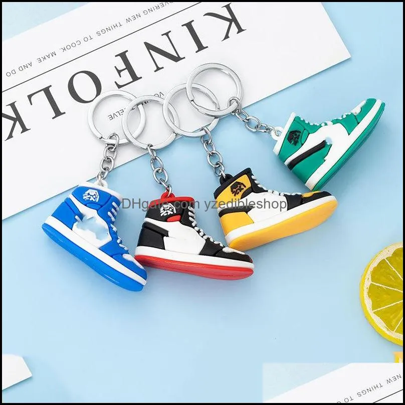 2022 Hot selling New style Stereo sneakers keychains button pendant 3D mini basketball shoes model soft plastic decoration gift key