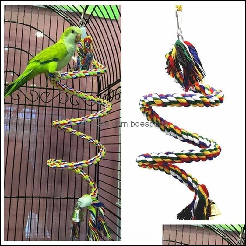 50cm Parrot Toy Rope Braided Parrot Pet Chew Rope Budgie Perch Coil Bird Cage Cockatiel Toy Pet Birds Training Accessories