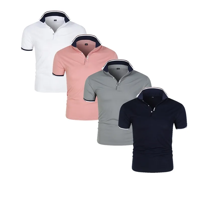 Diseño de marca de moda Ropa deportiva de manga corta Polo para hombre Solapa Polo informal para hombre Color sólido Ropa de negocios Slim Top 220704