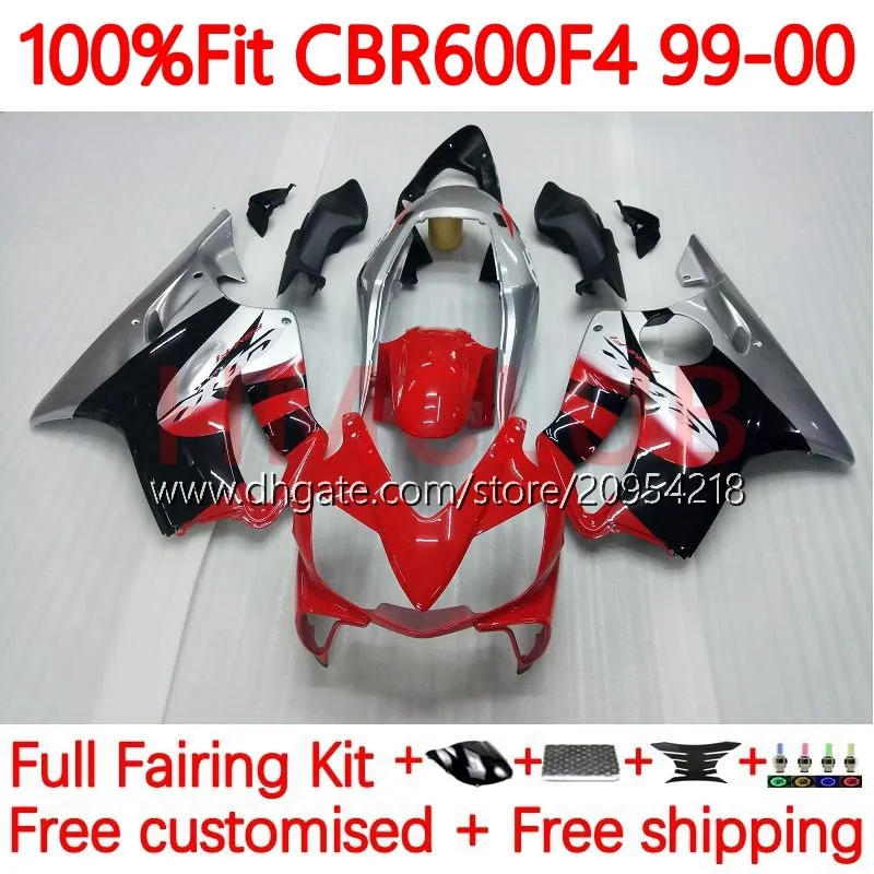 Injektionsmögelkropp för Honda CBR 600 F4 FS CC 600F4 600CC 1999-2000 Kroppsarbete 136NO.102 100% FIT CBR600F4 CBR600 F4 99 00 CBR600FS 1999 2000 OEM FAIRING KIT RED GRÅ