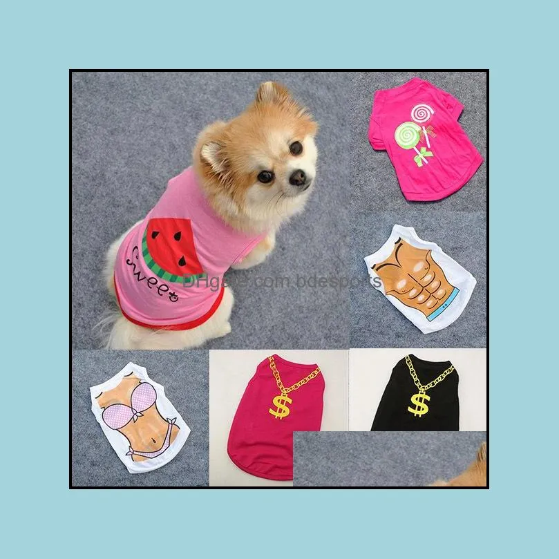 Summer Pet Vest Clothes Gold Necklace T-shirts Small Dogs Net Mesh Apparel