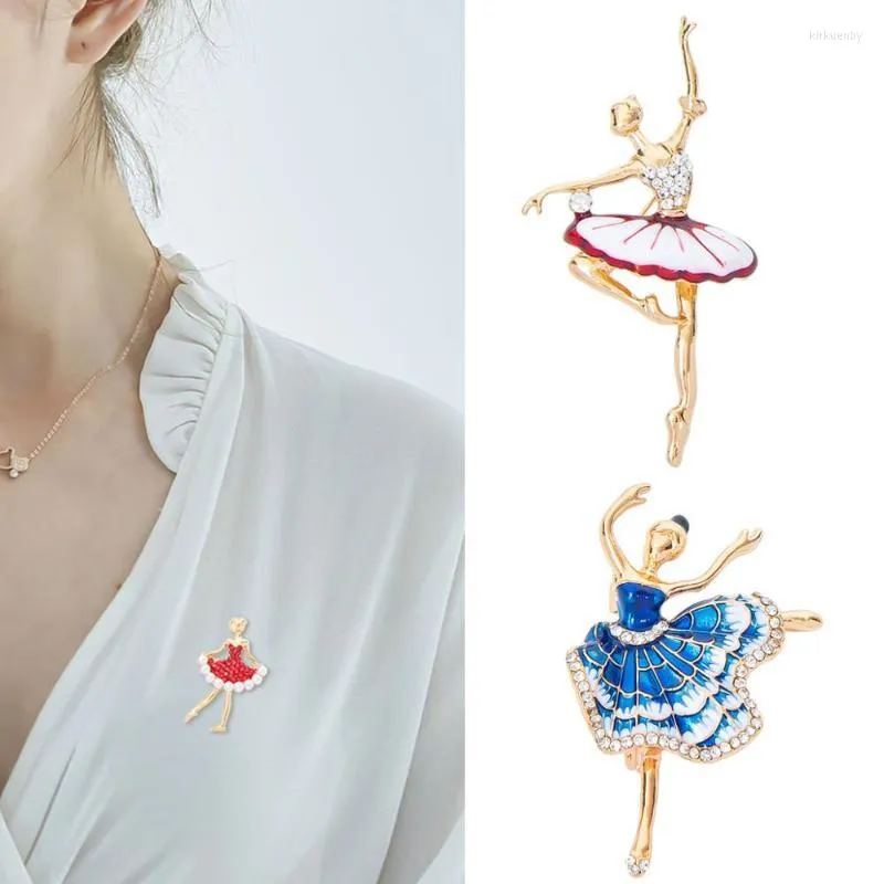 Pins Brooches Ballet Dancing Girls Crystal Enamel Brooch For Women Pin Girl Dress AccessoryPins