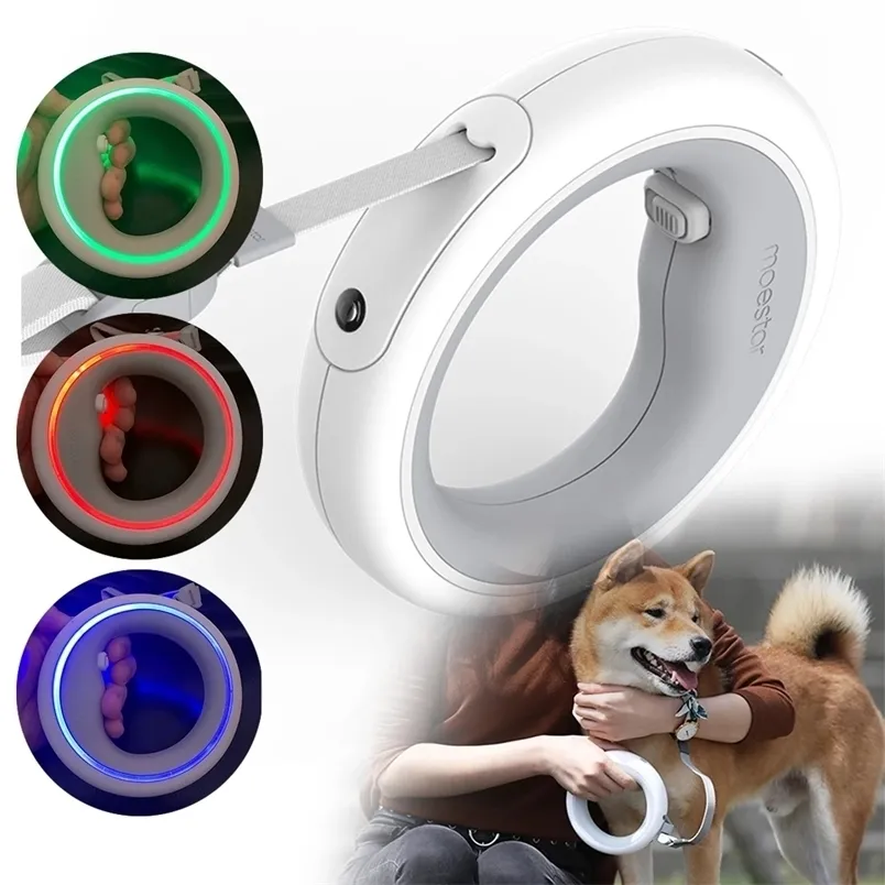 Lankbare intrekbare honden riem oplaadbaar LED -licht Pet lood roulette touw 3 meter lange mode -riem voor kleine en grote honden 220610