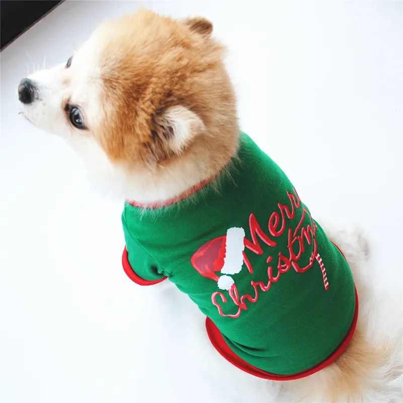 Christmas Hat Pet Clothing Cotton T Shirt Costume French Bulldog Sweatshirt Large Dog Puppy Clothes Y200917