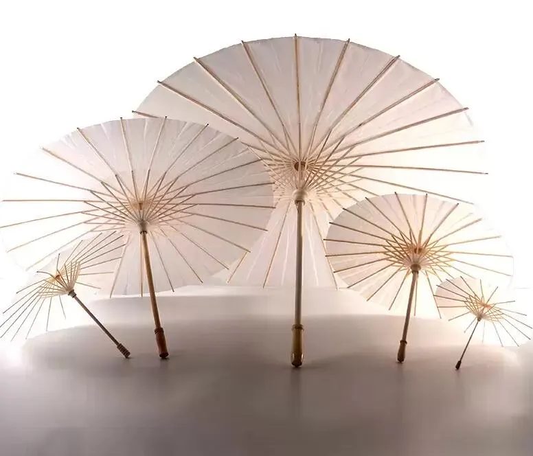 Bridal Wedding 60st Parasols White Paper paraplyer Skönhetsartiklar Kinesiska mini Craft Paraply Diameter 60cm