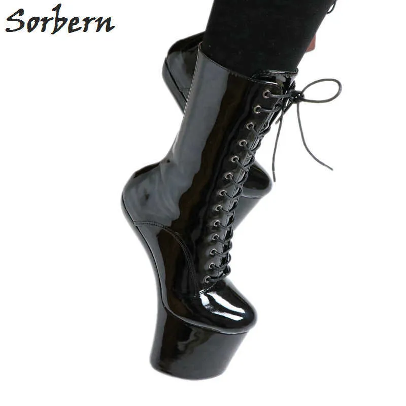 Sorbern 20cm hoof heelless fotled stövlar för kvinnor plattform skor cosplay unisex dragqueen booty extrema höga klackar vamp cos skor