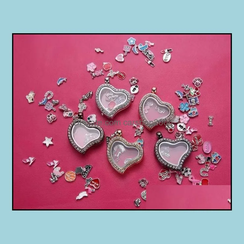 top grade fashion heart floating locket diy transparent glass frames floatings charms lockets pendants jewelry wholesale free ship