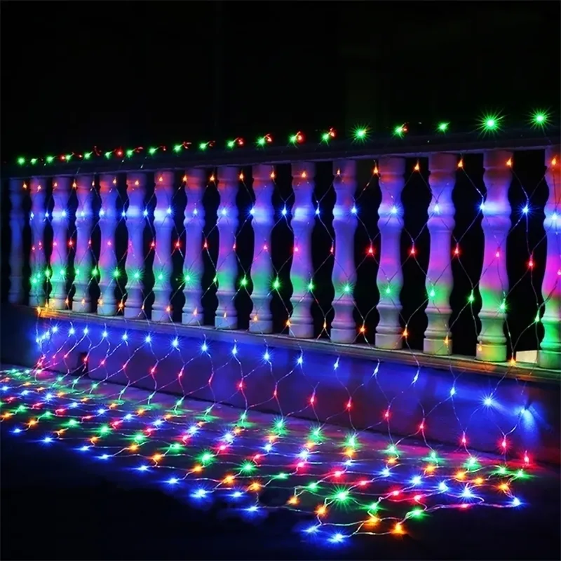 X 2M 200 LED Net Light Curtain String 1.5 1,5m 96LEDS Outdoor Home Year Christ Chuld Decoration 220V 110V Y201020