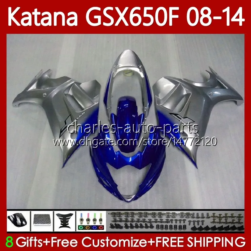 Kroppsarbete för Suzuki Katana GSXF 650 GSX-650F GSX650F GSXF650 2008 2009 2010 Blue Silvery 12 13 14 120NO.135 GSX 650F GSXF-650 08 09 10 11 2012 2013 2014 OEM FAIENINGS