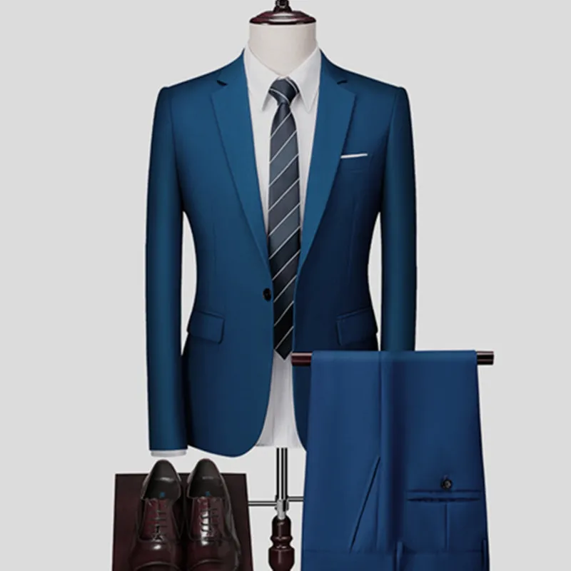 Herrenanzug, 2-teiliges Set, Blazer, Hosen, klassisch, Business, Gentleman, formeller Bräutigam, Hochzeitskleid, Übergröße, hochwertiger Anzug 6XL 220812