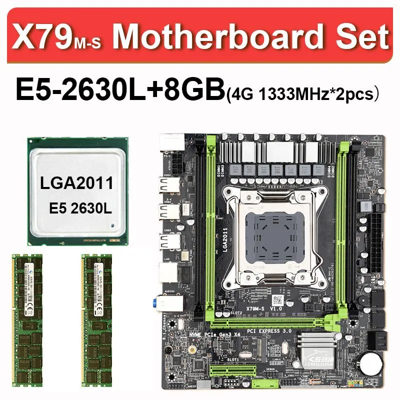 マザーボードSHA X79 M-SマザーボードLGA2011 E5 2630L CPU 2PCS X 4GB 8GB DDR3 1333MHZ 10600 ECC REGメモリセットM-ATXコンボ