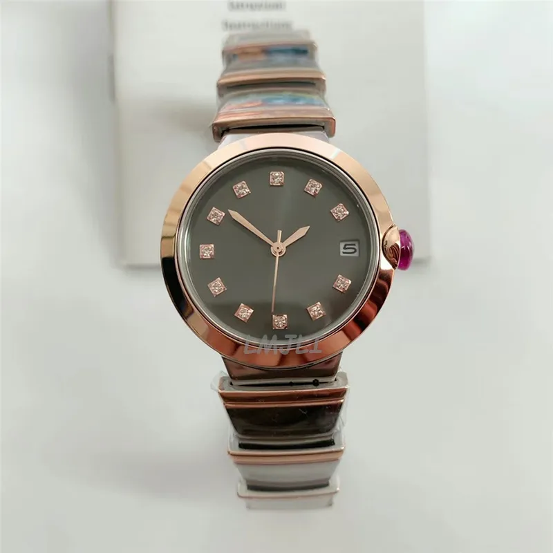 LMJLI - Orologi Ladies Quartz orologio da 33 mm diametro Calendario automatico Diamond Bezel Silver/Rose Gold Case Owatch Gift