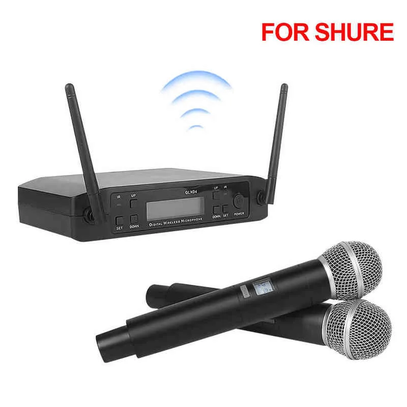 Microfono wireless per microfono portatile professionale SHURE UHF 600-635 MHz per Karaoke Church Show Meeting Studio Recording GLXD4 W220314