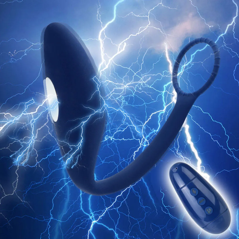 Беспроводной пульт дистанционного управления электрический удар простаты массажер гей -сексуальные игрушки анал заглушки вибратор с кольцевой игрушкой для мужчин