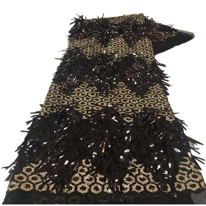 Sekwencja Tapetowa Afrykańska Koronkowa Tkanina 5 Yard 2022 Wysokiej Jakości Cekiny Nigerii Zielony Ślub 3D Cekiny Koronki Materiał Luksusowy Tkaniny