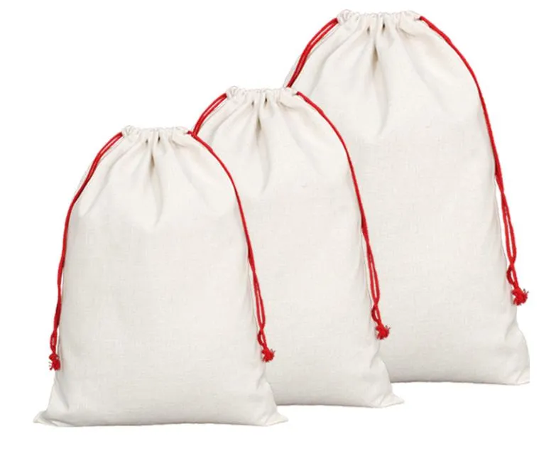 Sublimação em branco Santa sacos DIY Bolsa de tração personalizada Bolsa de presente de Natal Transferência de calor de calor Novo navio DHL SN4381